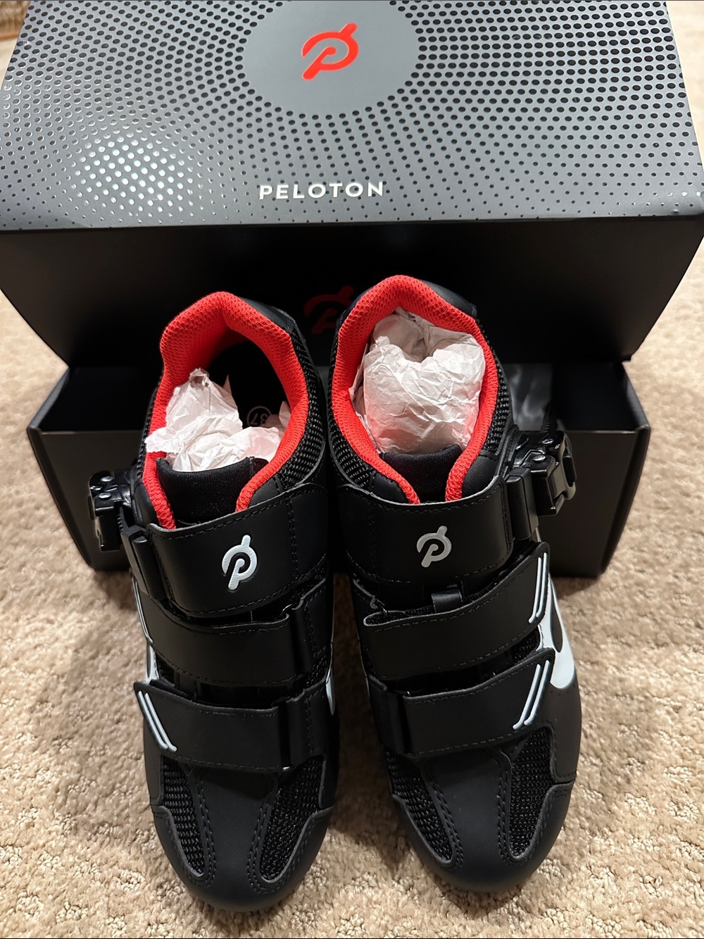 Peloton Black with Red Lining Women's Cycling Shoes